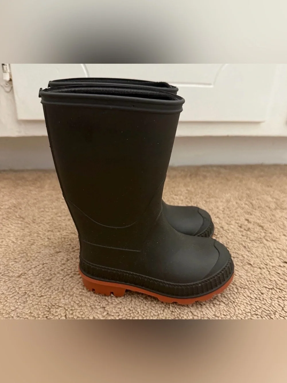 Kids Black Rain Boots with Brown Sole (Size 5C)